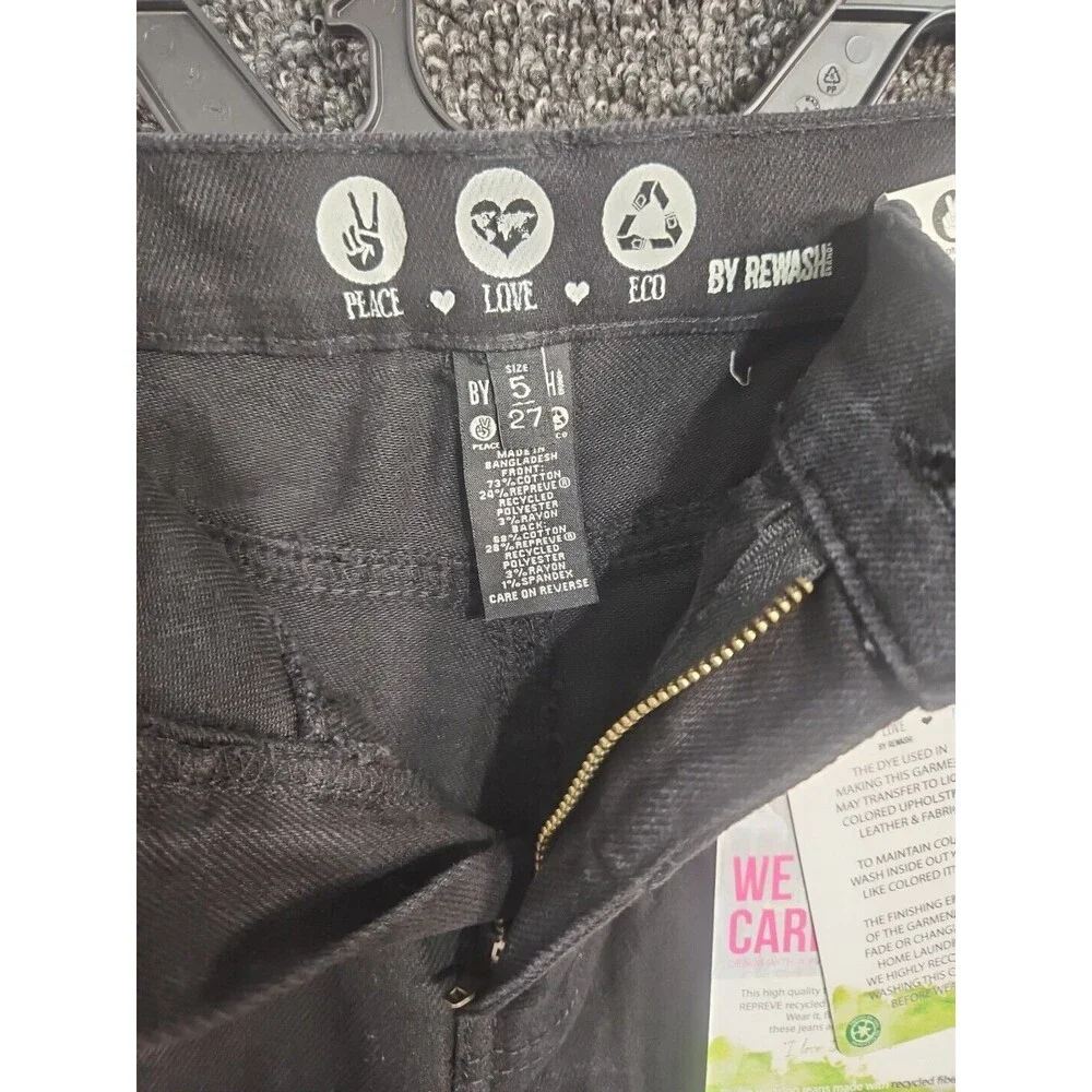 By Rewash Girls Women's Black Denim Jean Mom Shorts Sz 5 27 NWT